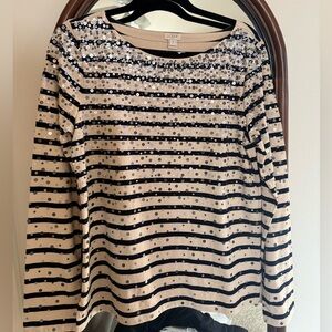 J Crew Striped Sequin Long Sleeve Shirt NWT size Medium